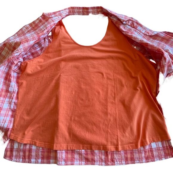 NWOT DENIM&CO 3X SHORT SLEEVE SEERSUCKER TOP - 2 TOPS IN ONE - Picture 4 of 10